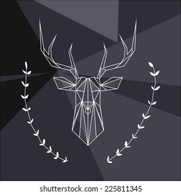 Vector Hipster Abstract Geometric Background With Deer