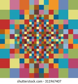Vector hipster Abstract geometric seamless pattern  of colorful squares
