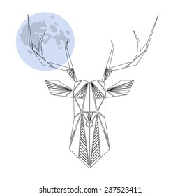 Vector hipster abstract geometric white and black deer