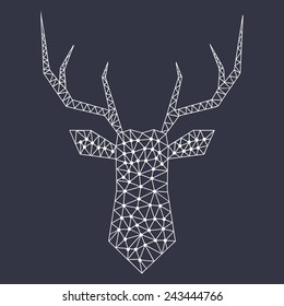 Vector hipster abstract geometric white and black deer 