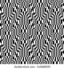 Vector hipster abstract geometry trippy pattern with 3d illusion, black and white seamless geometric background, subtle pillow and bad sheet print, creative art deco, modern fashion design