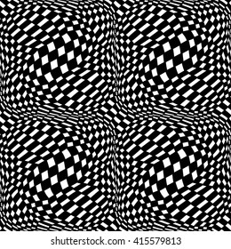 Vector hipster abstract geometry trippy pattern with 3d illusion, black and white seamless geometric background, subtle pillow and bad sheet print, creative art deco 