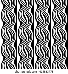 Vector hipster abstract geometry trippy pattern with stripes , black and white seamless geometric background, subtle pillow and bad sheet print, creative art deco, simple wood texture, modern design