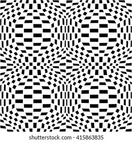Vector hipster abstract geometry trippy pattern with 3d illusion, black and white seamless geometric background, subtle pillow and bad sheet print, creative art deco, simple texture, modern  design