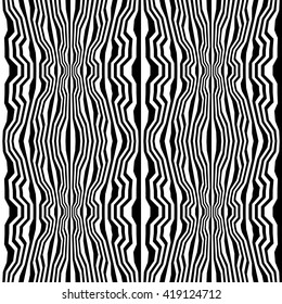 Vector hipster abstract geometry trippy pattern with stripes , black and white seamless geometric background, subtle pillow and bad sheet print, creative art deco, simple wood texture, modern  design