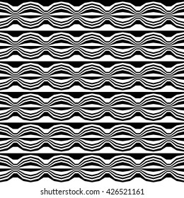 Vector hipster abstract geometry trippy pattern with stripes , black and white seamless geometric background, subtle pillow and bad sheet print, creative art deco, simple wood texture,  fashion design