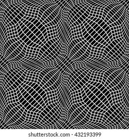 Vector hipster abstract geometry trippy pattern with 3d illusion, black and white seamless geometric background, subtle pillow and bad sheet print, creative art deco, simple texture, fashion design