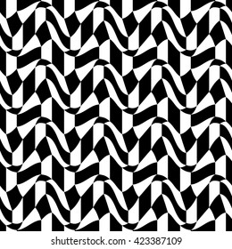 Vector hipster abstract psychedelic geometry pattern with 3d illusion, black and white seamless geometric background, subtle pillow and bad sheet print, creative art deco, modern fashion design