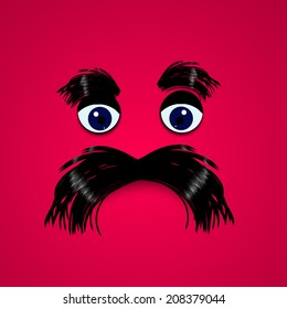 vector hipster avatar with eyebrows, mustache and eyes