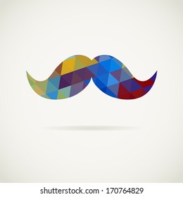 Vector Hipster background made of geometric pattern, Retro label design, Mustache