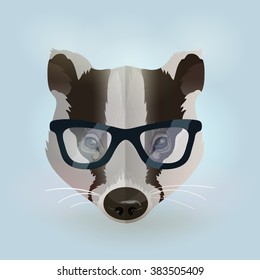 vector hipster badger portrait