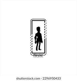 vector, hipster, barber, logo, silhouette