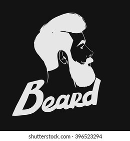 Vector hipster Barber shop logo. Bearded man's head.