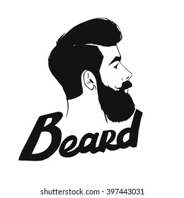 Vector hipster Barber shop logo. Bearded man's head.