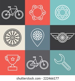 Vector hipster bicycle logo templates - set of outline icons