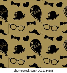 Vector Hipster Black and White Seamless Pattern, Background