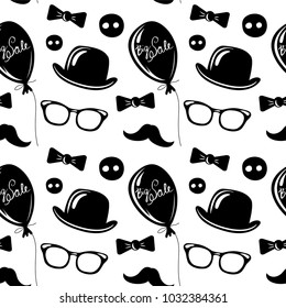 Vector Hipster Black and White Seamless Pattern, Background