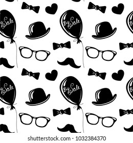 Vector Hipster Black and White Seamless Pattern, Background
