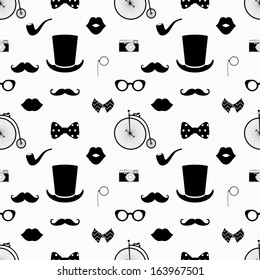 Vector Hipster Black and White Seamless Pattern, Background