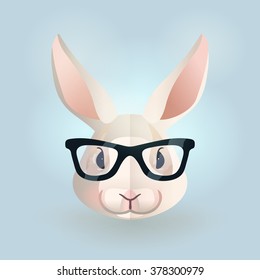 Vector hipster bunny portrait