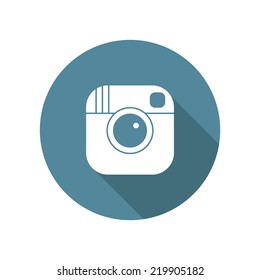 Vector hipster camera icon in flat style