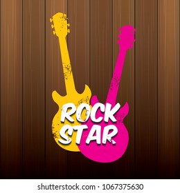 vector hipster cartoon retro label rock star. Rock n roll music poster or print design template