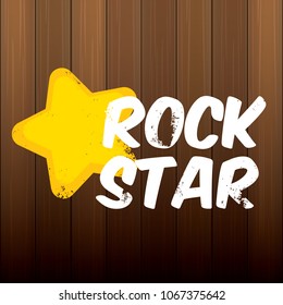 vector hipster cartoon retro label rock star. Rock n roll music poster or print design template