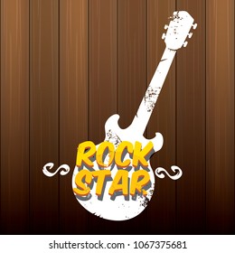 vector hipster cartoon retro label rock star. Rock n roll music poster or print design template