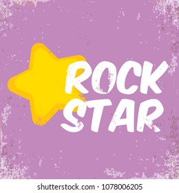 vector hipster cartoon retro label rock star. Rock n roll music poster or print design template