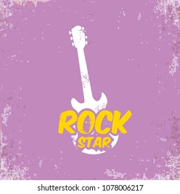vector hipster cartoon retro label rock star. Rock n roll music poster or print design template