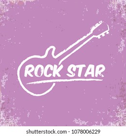 vector hipster cartoon retro label rock star. Rock n roll music poster or print design template