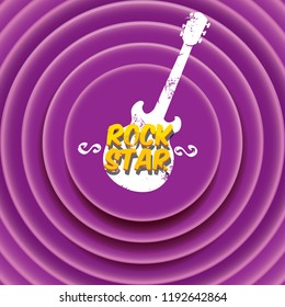 vector hipster cartoon retro label rock star on violet grunge background. Rock n roll music poster or print design template