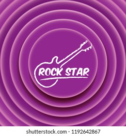 vector hipster cartoon retro label rock star on violet grunge background. Rock n roll music poster or print design template