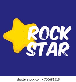 vector hipster cartoon retro label rock star. Rock n roll music icon or print design template