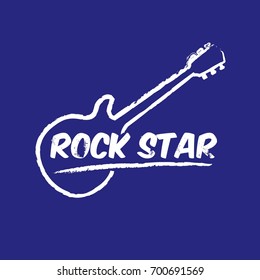 vector hipster cartoon retro label rock star. Rock n roll music icon or print design template