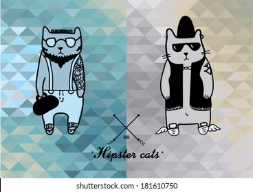 vector hipster cats