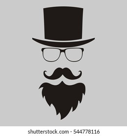 Vector hipster elements. hat, glasses, beard and mustache