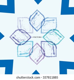 Vector Hipster Flower. Messy, Distressed Textured Geometric Shape. 
