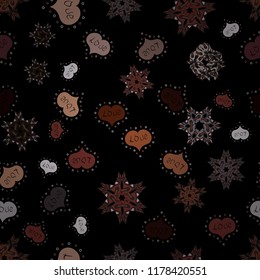 Vector. Hipster funky painted style texture on black, brown and gray colors. Valentine':s day print, seamless hand craft expressive ink typography pattern. Poster with different doodle letters. Love.