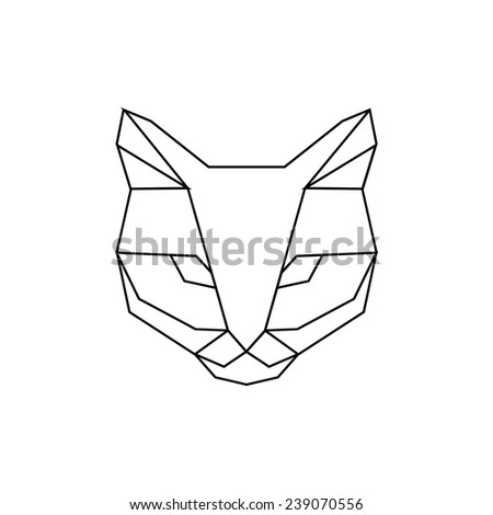 Vector hipster geometric head of cat of triangles. Origami style.