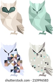 Vector hipster geometric set of  owl