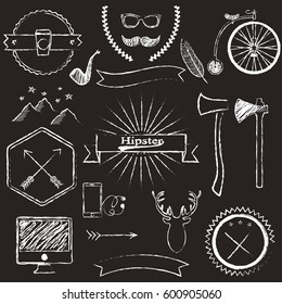 Vector Hipster Icons Chalkboard Sketch