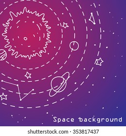 vector hipster illustration of interstellar solar system.