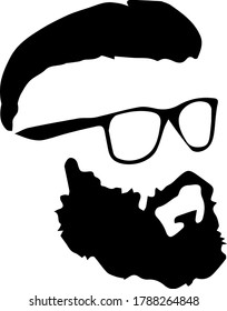 Vector hipster man bearded face in sunglasses