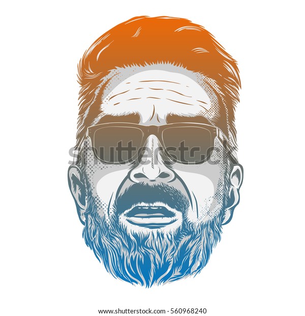 Vector Hipster Man Bearded Face Sunglasses Stock Vector Royalty Free 560968240 Shutterstock 6008