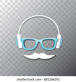 vector hipster man icon isolated on transparent background . Fashion silhouette hipster style, vector illustration