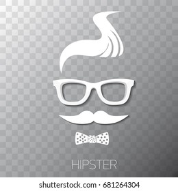 vector hipster man icon isolated on transparent background . Fashion silhouette hipster style, vector illustration