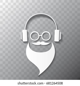 vector hipster man icon isolated on transparent background . Fashion silhouette hipster style, vector illustration