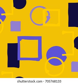 Vector hipster mix and match minimalistic pattern. Bright simple geometric shapes on yellow background. Back to 60s decoration template. Stylish vector geometric stroke fantasy print .Speed style art