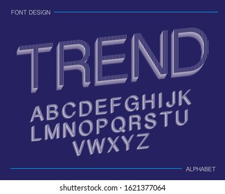 Vector of hipster modern 3D font and alphabet

